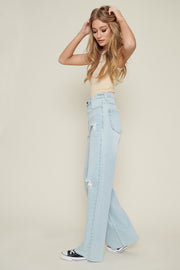 Blooming Distressed Wide Leg Jeans